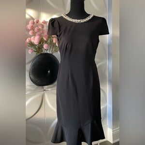 Betsey Johnson Women's Black with White Pearls Sheath Dress Size 6